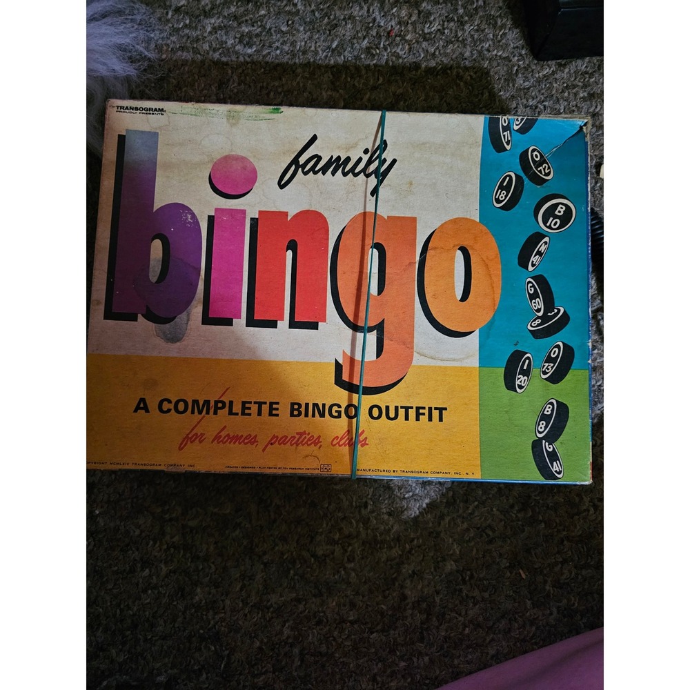 Transogram Family Bingo Game Complete Outfit Vintage Home‎ Party Classroom
